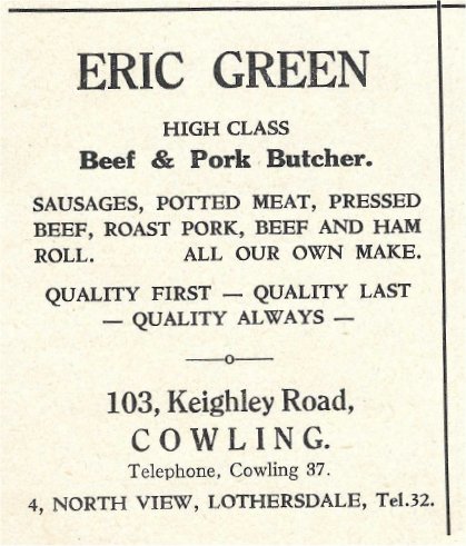 Advertisement from Kildwick Parish Magazine - Jan 1938