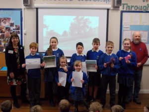 Pupils displaying work done during the day