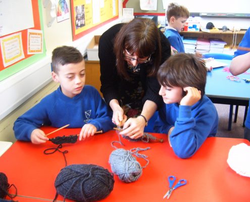 Helen Moran from the project helped with the knitting