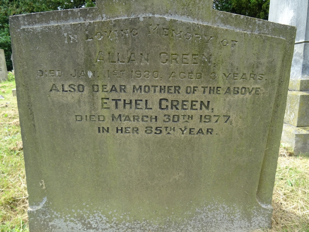 Ethel Green (wife of Harry Green) and their son, Allan - Steeton cemetery
