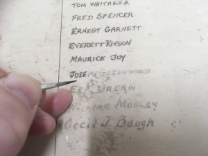 Farnhill Chapel WW1 Roll of Honour, retouching names