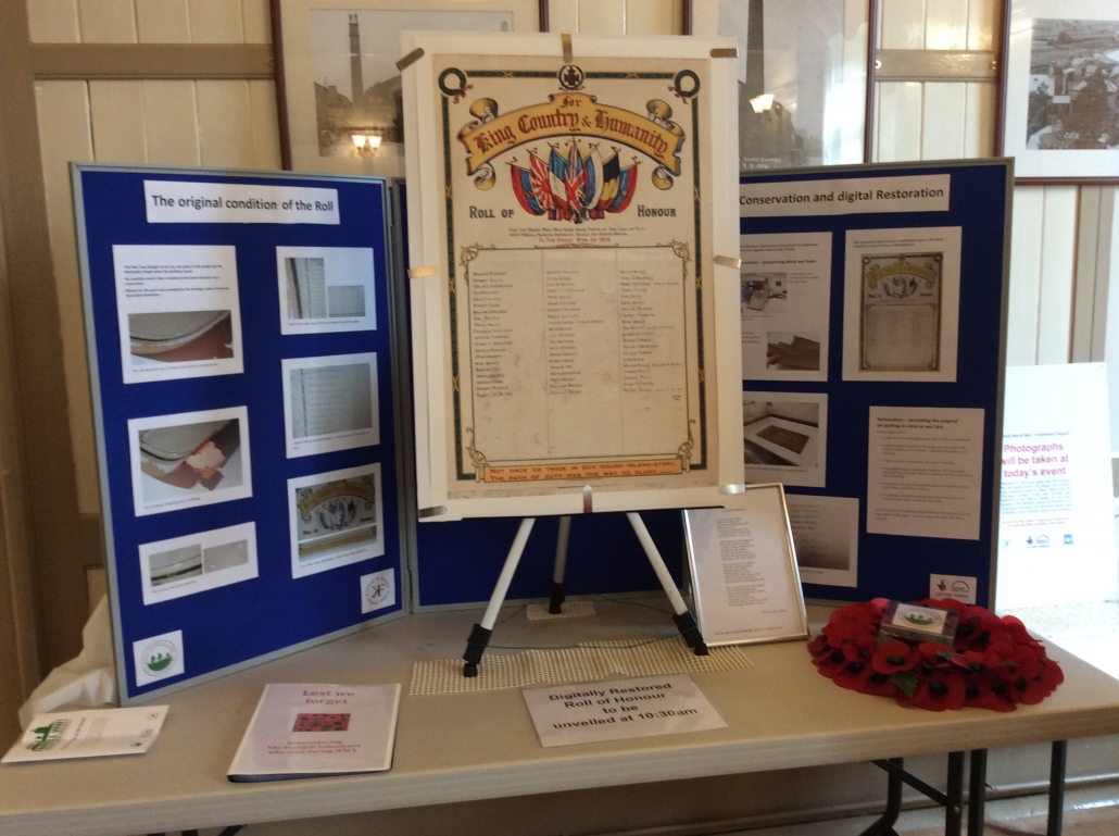 The digitally-restored Roll on display at the "From Farnhill to the Front" exhibition